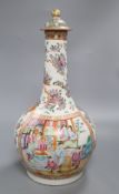 A Chinese famille rose bottle vase with associated cover, height 40cm