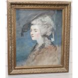 M. Loufte (After Gainsborough), oil on canvas board, Head and shoulder portrait of a lady wearing