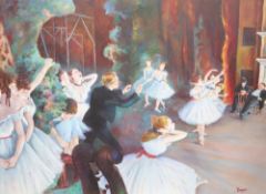 Elmyr de Hory after Degas, oil on canvas, Ballet dancers, bears signature and signed verso, 87 x