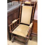 A late 19th century American walnut rocking chair, W.56cm