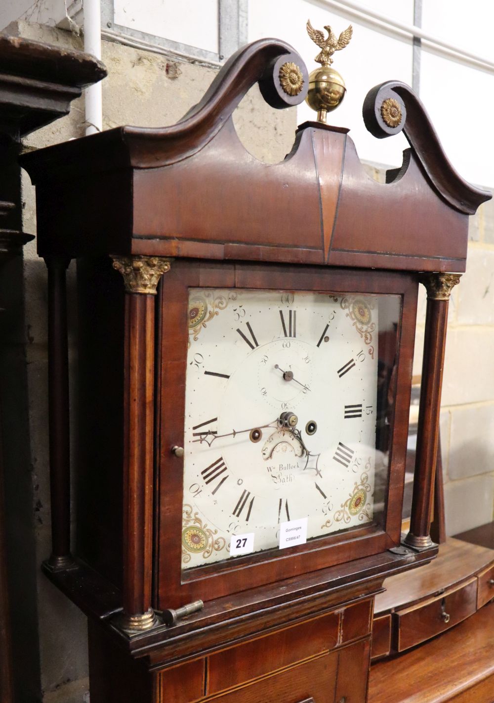 William Bullock, Bath. An early 19th century oak and mahogany eight day longcase clock, with white - Image 2 of 2