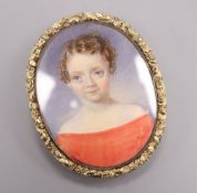 A late 19th century miniature portrait of a girl