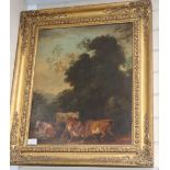 19th century English School, oil on canvas, Cattle in a landscape, 55 x 44cm