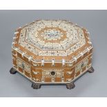 A South Indian hardwood octagonal box