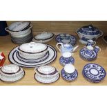 A collection of blue and white dinner ware and a Cauldon dinner service