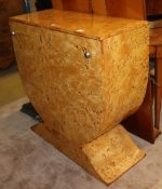 An Art Deco burr maple two door 'U' shaped cabinet, W.97cm, H.99cm