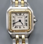 A lady's steel and gold Cartier de Santos wristwatch