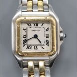 A lady's steel and gold Cartier de Santos wristwatch