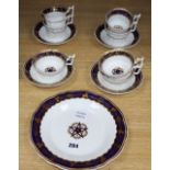 A Rockingham style twelve piece blue and gilt part tea service