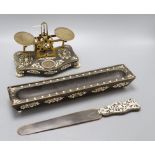 A South Indian horn and ivory mounted desk set, retailed by Morden & Co