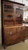 A George III mahogany 'caddy-top' chest with associated bookcase top, W.120cm, D.54cm, H.216cm