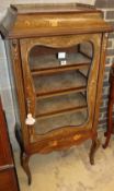 An Edwardian floral marquetry inlaid mahogany display cabinet, W.62cm