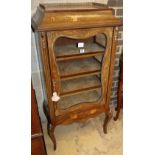 An Edwardian floral marquetry inlaid mahogany display cabinet, W.62cm