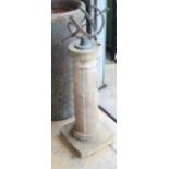 A reconstituted stone and bronze sun dial on column, H.100cm