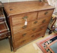 A George III mahogany chest of two short and three graduated long drawers, W.104cm