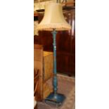 A blue ground, gilt chinoiserie lacquered lamp standard