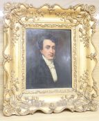 Early 19th century English School, oil on board, Portrait of a gentleman, 24 x 19cm