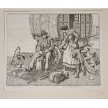 Stanley Anderson, line engraving, 'The Clothes Peg Maker', signed in pencil and inscribed 1st