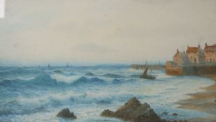 Herbert Harding Bingley (1887-1972), watercolour, Cornish coastal landscape, signed, 21 x 38cm