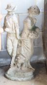 A composition garden statue of two lovers, H.83cm