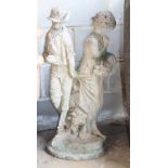 A composition garden statue of two lovers, H.83cm