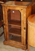 A late Victorian inlaid walnut music cabinet, W.56cm