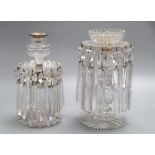 Two Regency cut glass table lustres, tallest 23cm