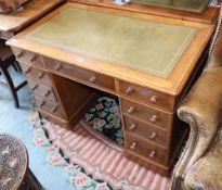 A late Victorian oak pedestal desk, W.107cm