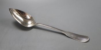A 19th century Continental white metal fiddle pattern basting spoon