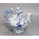 A Delft blue and white teapot, height 19cm