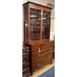 A George III and later mahogany secretaire bookcase, W.106cm, D.49cm, H.218cmCONDITION: Scratches