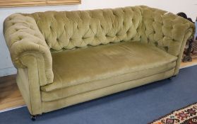 A Chesterfield settee, W.210cm