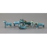 Seven Chinese turquoise glazed models of horses