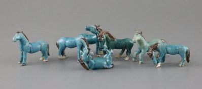 Seven Chinese turquoise glazed models of horses