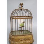 A late 19th century singing bird automaton, with gilt cage, height 26cm