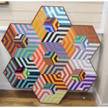 Lesley King, gouache 'hexagonal design' 112 x 108cm