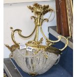 A Regency style ormolu and glass faceted bead bag ceiling chandelier