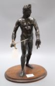 After Giambologna. A bronze figure of 'Mars', 19th century, on oval wooden plinth (replacement