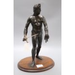 After Giambologna. A bronze figure of 'Mars', 19th century, on oval wooden plinth (replacement