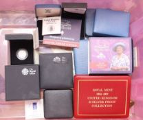 Royal Mint UK silver proof coins to include - 1984-1987 and 1994-1997 one pound coins, three other