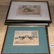 C R Stock (19th century), set of four coloured engravings, Cockfighting scenes, 18 x 22cm and a