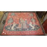 Hinese of Oxford. A machine made tapestry - Lion and unicorn, with figures weaving, together with