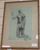 John Kettlewell, charcoal drawing, Nude study, c.1932, 37 x 25cm