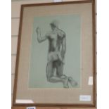 John Kettlewell, charcoal drawing, Nude study, c.1932, 37 x 25cm