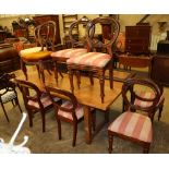 A set of four Victorian mahogany balloon back dining chairs, four similar chairs and two salon