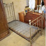 An Edwardian tubular brass single bedframe, W.93cm