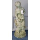 A reconstituted stone garden figure of a girl with water pitcher, H.64cm