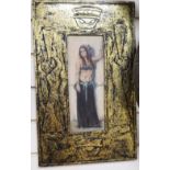 Ken Moroney, oil on panel, Arab dancing girl, signed, 29 x 11cm