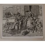 Stanley Anderson, line engraving, 'The Clothes Peg Maker', signed in pencil and inscribed 2nd