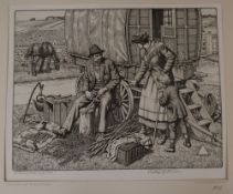 Stanley Anderson, line engraving, 'The Clothes Peg Maker', signed in pencil and inscribed 2nd